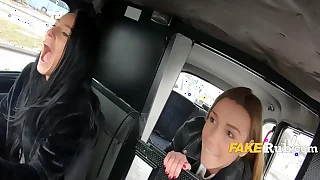 Depraved Lesbian Lovers Impound Taxi & Fuck On every side It